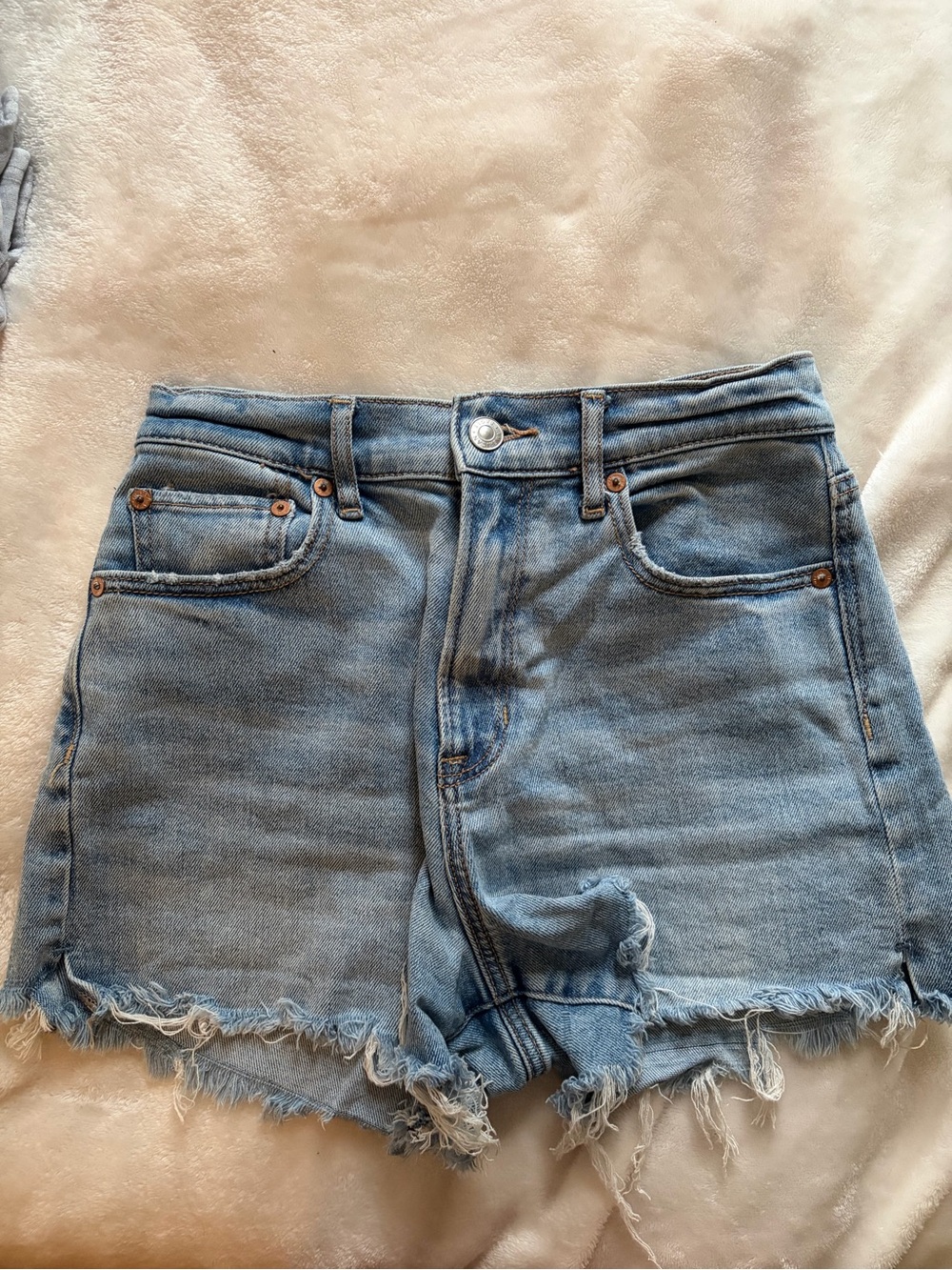 AE High-Rise Light Blue Denim Cutoff Shorts